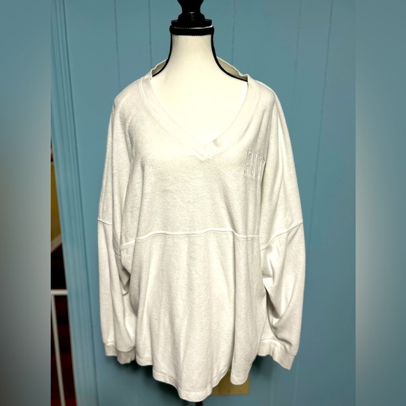 PINK Victoria's Secret Tops - PINK oversized V Neck Terry clothe Top